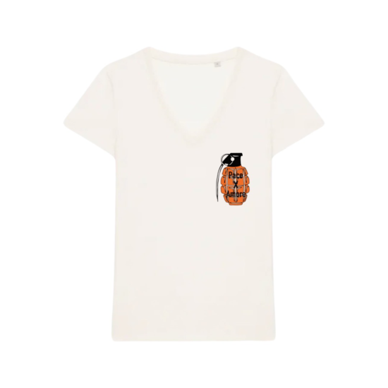 Tee shirt, col V, GRENADE blanc