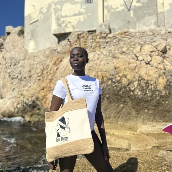 Sac de plage imprimé et fils de jute