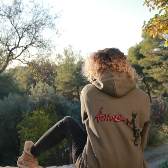 Sweat-shirt hoodie, AMORE kaki