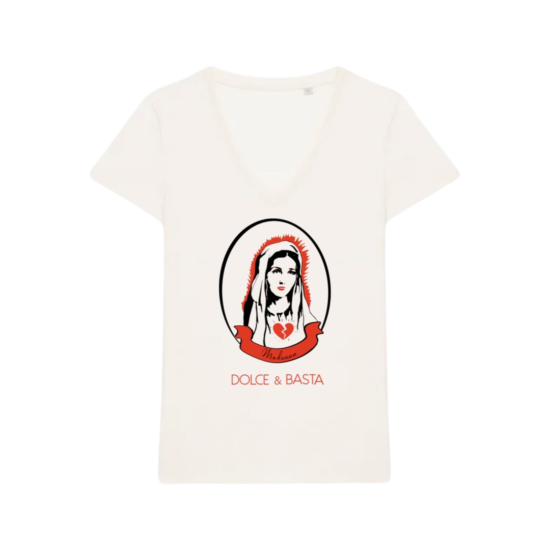Tee shirt, col V , DOLCE E BASTA blanc