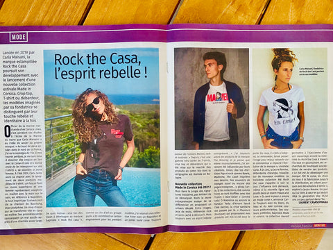 Photo d'un magazine présentant la marque Rock the Casa sur deux pages