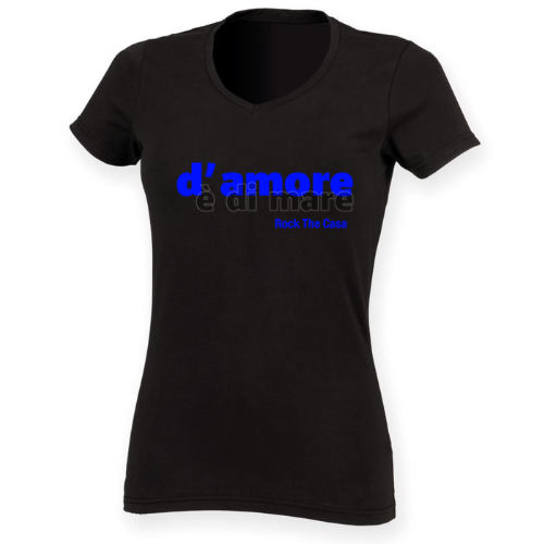 Tee shirt, col v, D'AMORE E DI MARE